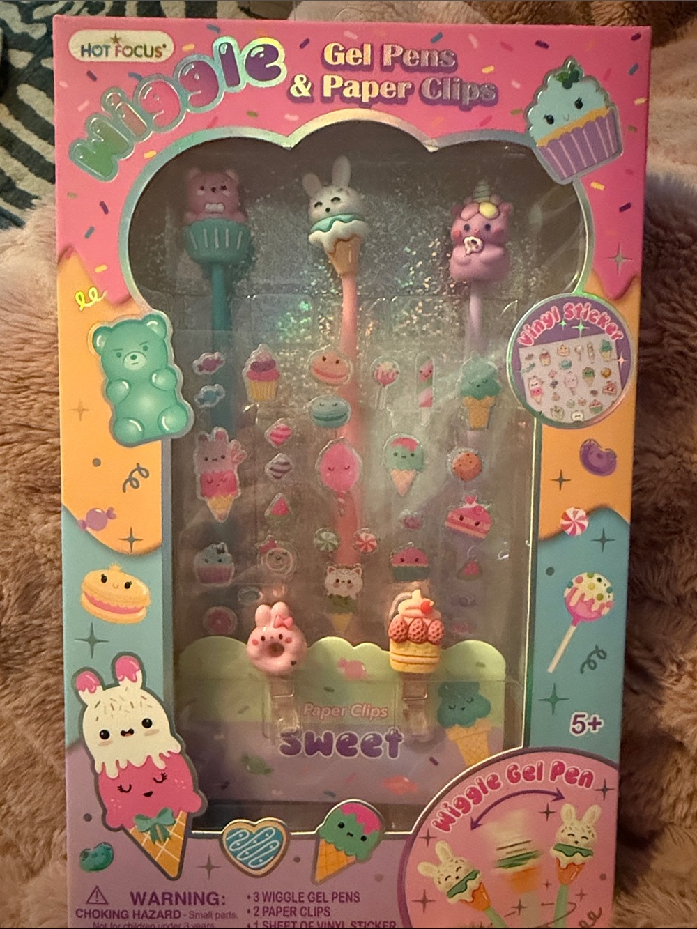 Wiggle Gel Pens & Paper Clips & Stickers Pastel Pink, Mint, Purple